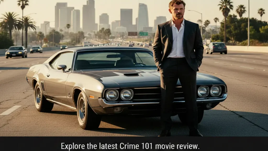 A cinematic scene depicting a professional thief overlooking the Los Angeles 101 freeway.