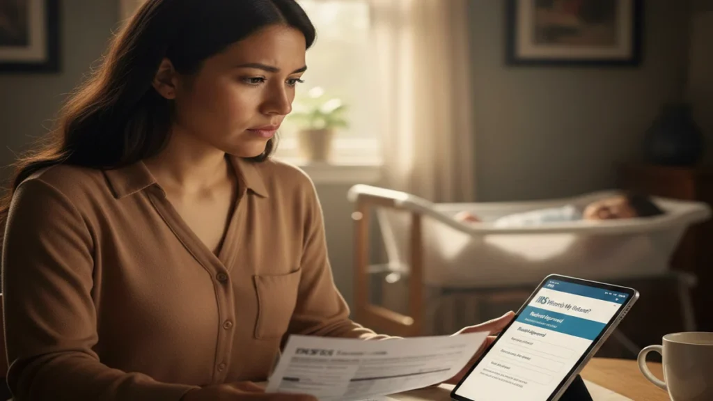 Where   S My Refund 2026   Young Mother Checking Irs Tax Status Online