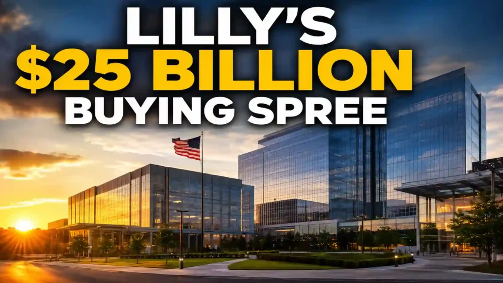 Eli Lilly and Company headquarters representing its $25 billion acquisition spree in 2026