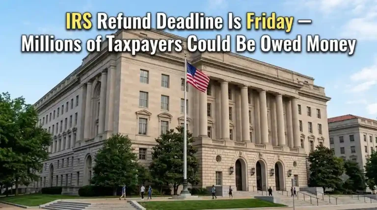 IRS COVID Tax Refund . Exterior of federal IRS building ahead of COVID-era tax penalty refund claim deadline