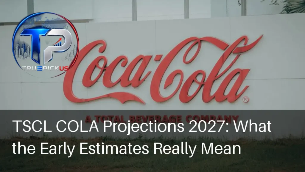 TSCL COLA projections 2027 illustrated with a Social Security benefits statement and calculator